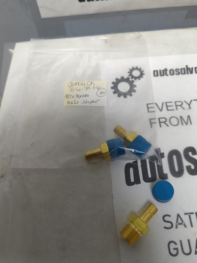 SWAGELOK,B-6-TA-1-6,3/8TX3/8MNPT MALE ADAPTER LOT OF 3 NOS