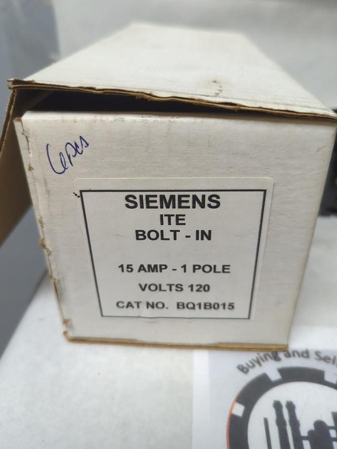 Used SIEMENS,BQ1B015,CIRCUIT BREAKER 1-POLE 15 AMP LOT OF 6 PRE-OWNED