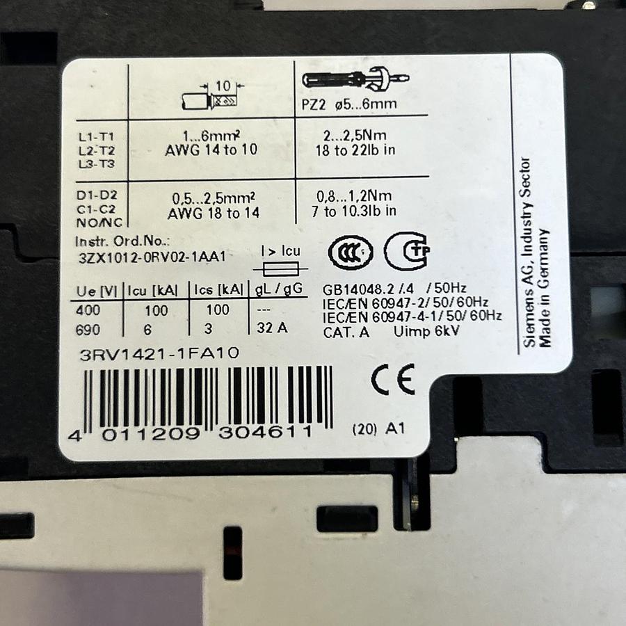 Used SIEMENS,3RV1421-1FA10,MOTOR STARTER