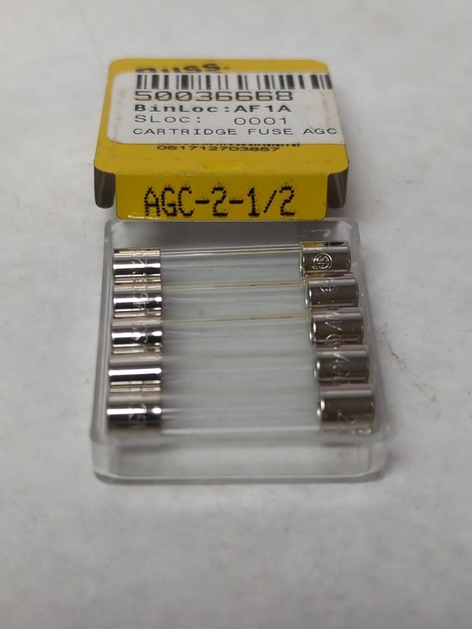 COOPER BUSSMANN,AGC-2-1/2,FAST ACTING 2-1/2 AMP FUSE PACK OF 5 NOS