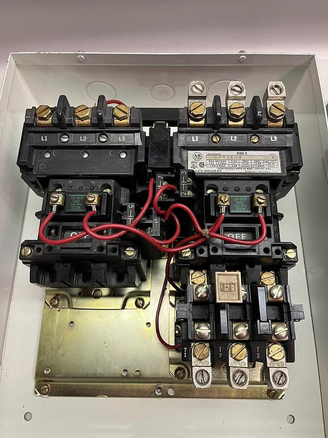 Used ALLEN BRADLEY,505-COA,SIZE 2 REVERSING STARTER 2230-240V COIL 505-CAA