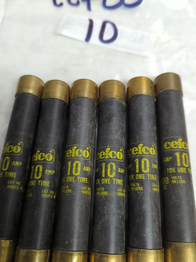 Used CEFCO,10,ONE-TIME 10 AMP FUSE LOT OF 6 PRE-OWNED