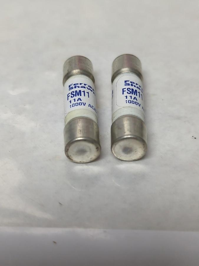 Used FERRAZ SHAWMUT,FSM11,FUSE 11 AMP LOT OF 2 PRE-OWNED