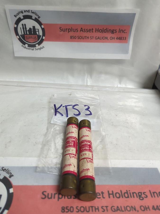 Used COOPER BUSSMANN,KTS3,LIMITRON 3 AMP FUSE LOT OF 2 PRE-OWNED