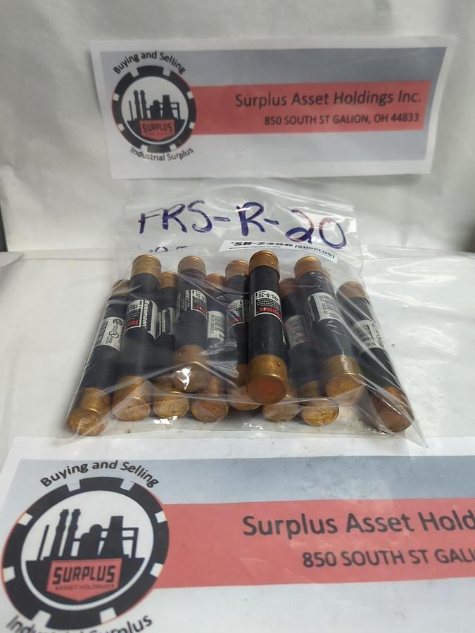 Used COOPER BUSSMANN,FRS-R-20,FUSETRON 20 AMP FUSE LOT OF 12 PRE-OWNED
