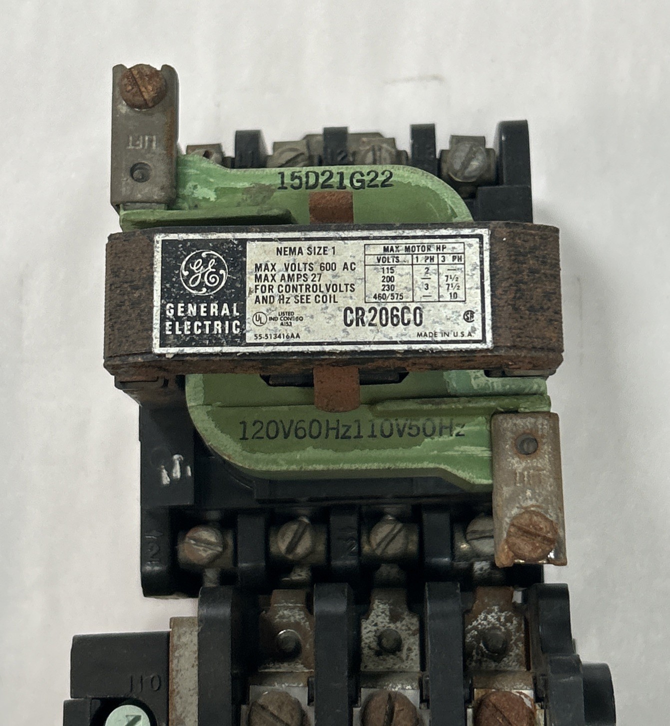 Used GENERAL ELECTRIC,CR206C0,MOTOR STARTER SIZE 1 27A 600V