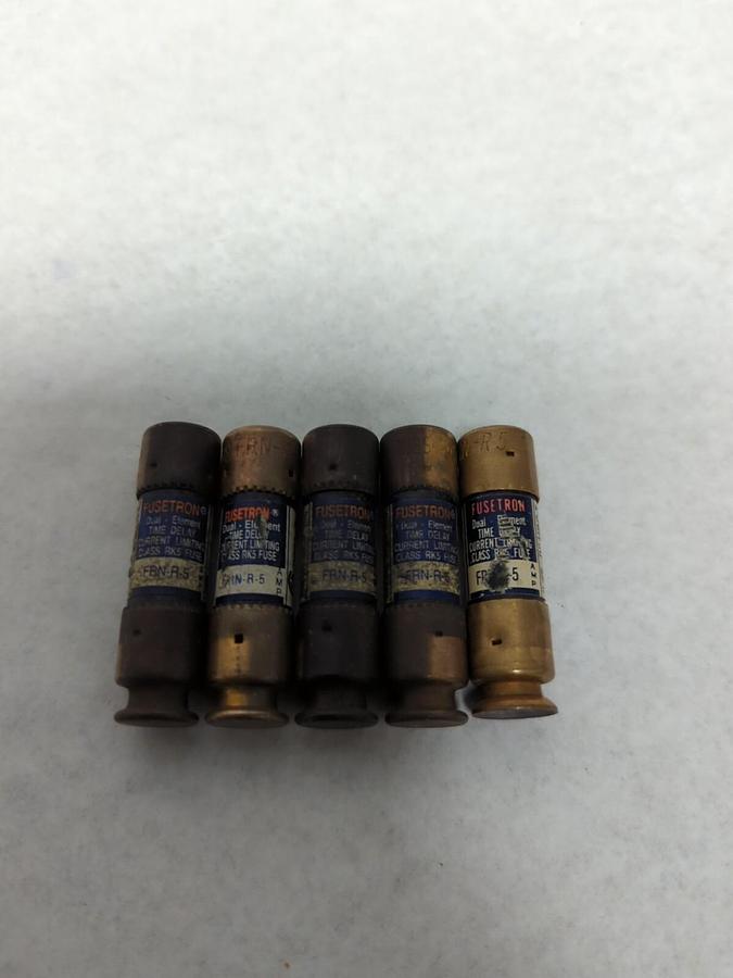 Used COOPER BUSSMANN,FRN-R-5,FUSETRON 5 AMP FUSE LOT OF 5 PRE-OWNED