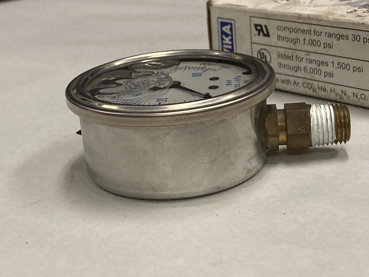 Used Wika,8610878 111.11,2.5 Inch Pressure Gauge 1/4 Inch NPT 60PSI