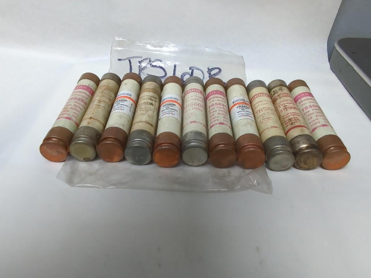 Used FERRAZ GOULD SHAWMUT,TRS60R,TRI-ONIC 60 AMP FUSE LOT OF 11