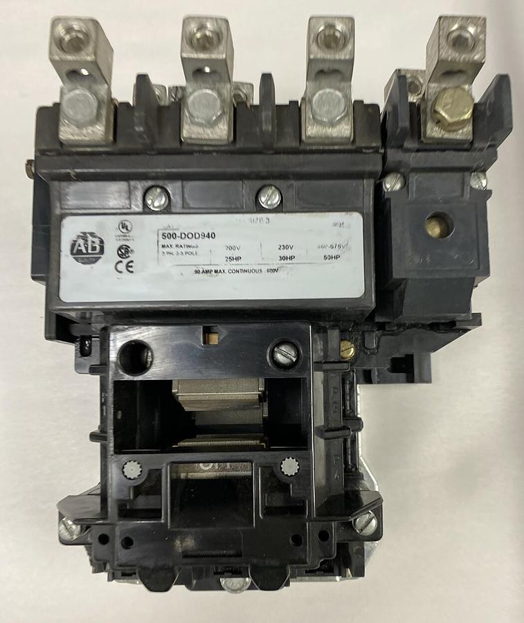 Used Allen-Bradley,500-DOD940,Size 3 Contactor 90AMP 600V NO COIL