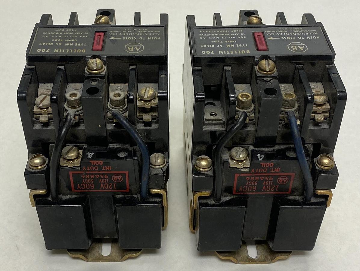 Used ALLEN BRADLEY,700-NM200A1,SER B INDUSTRIAL CONTROL RELAY LOT OF 2