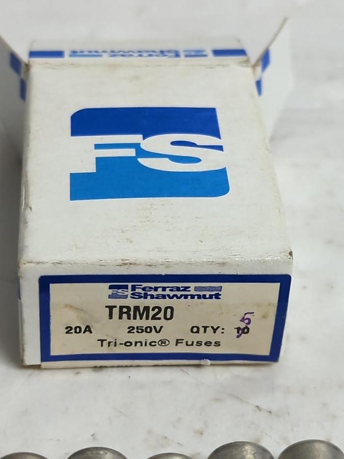 FERRAZ SHAWMUT,TRM20,TRI-ONIC 20 AMP FUSES BOX OF 5 NOS