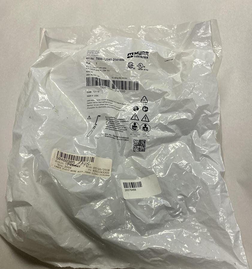 Used MURR ELEKTRONIK,7000-12341-2141000 M12, FEMALE 90 CABLE NEW