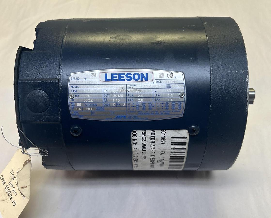 Used LEESON,115106.00,MOTOR 3/4HP 1725RPM 230/460V 56CZ FRAME