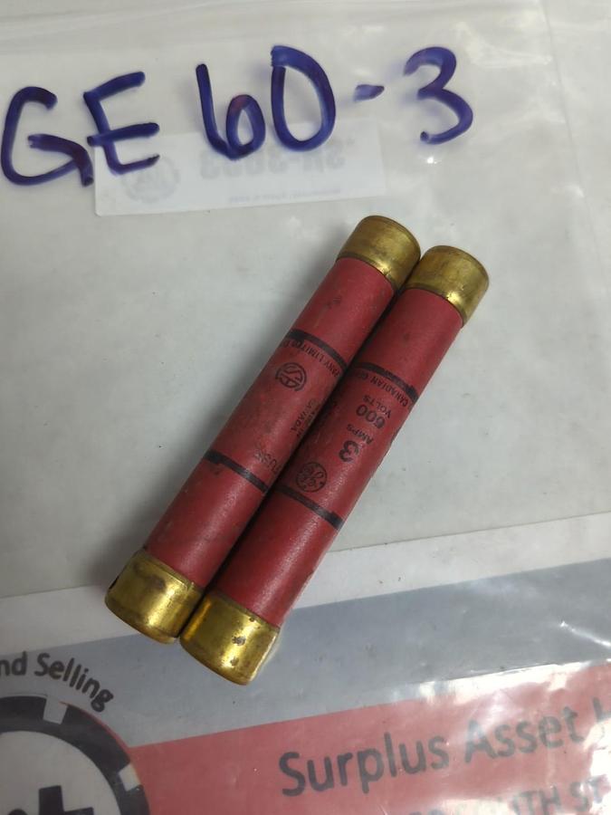 Used GE,60-3,ENCLOSED FUSE 3 AMP LOT OF 2 PRE-OWNED