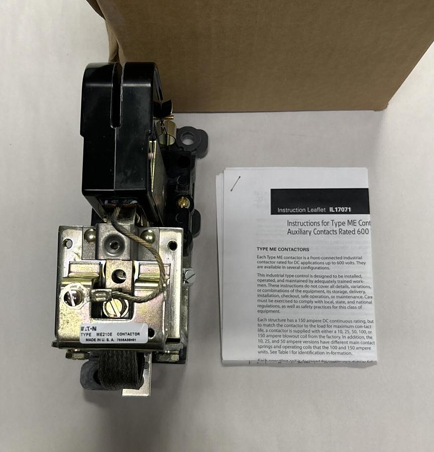 Used EATON,ME210E,ME DC CONTACTOR 50A 1NO 250VDC COIL NEW