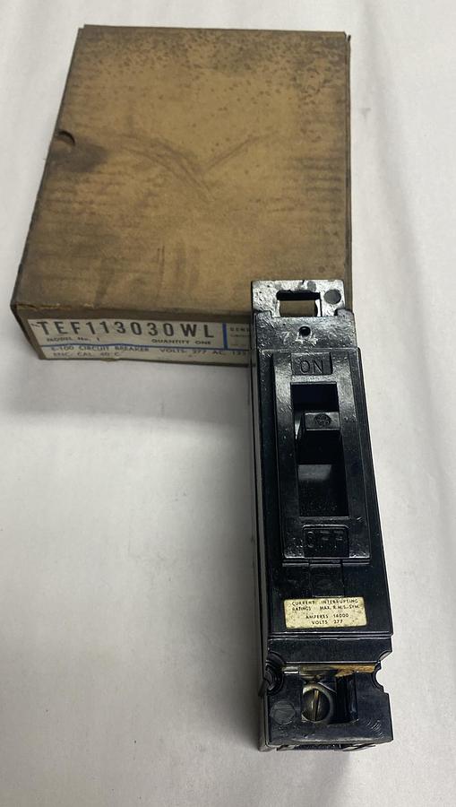 General Electric,TEF113030WL,Circuit Breaker 30AMP 277V 1 POLE NOS