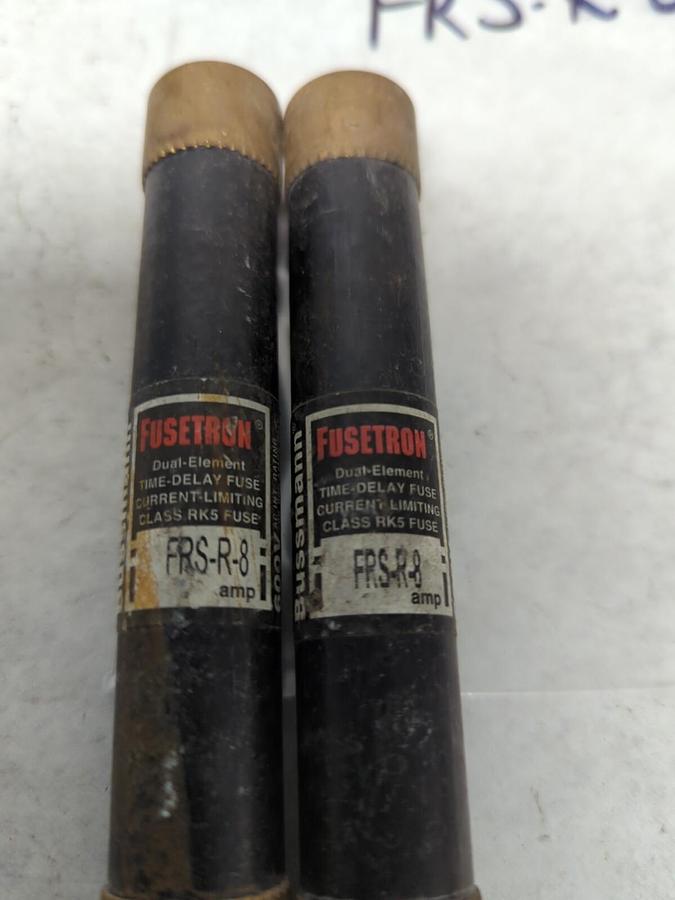 Used COOPER BUSSMANN,FRS-R-8,FUSETRON 8 AMP FUSE LOT OF 2 PRE-OWNED