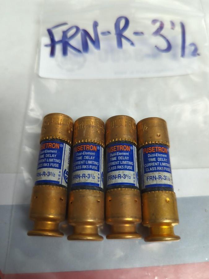 Used COOPER BUSSMANN,FRN-R-3-1/2,FUSETRON 3-1/2 AMP FUSE LOT OF 4 PRE-OWNED
