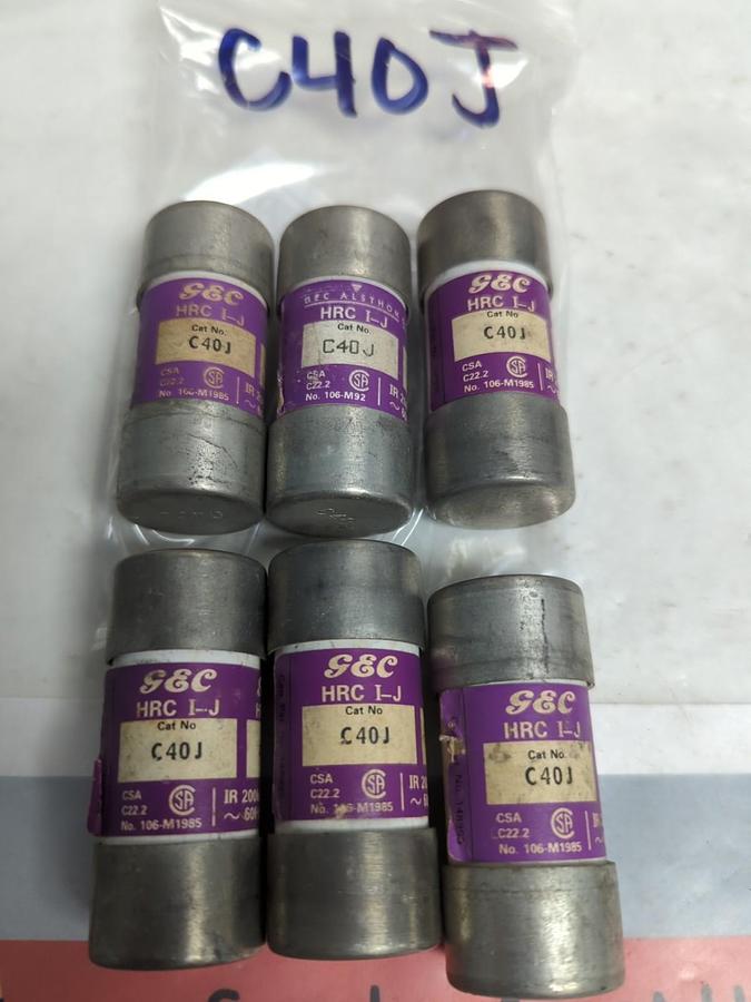 Used G&C,C40J,FUSE 40 AMP LOT OF 6 PRE-OWNED