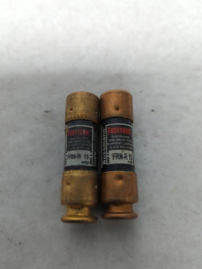 Used COOPER BUSSMANN,FRN-R-15,FUSETRON 15 AMP FUSE LOT OF 2 PRE-OWNED