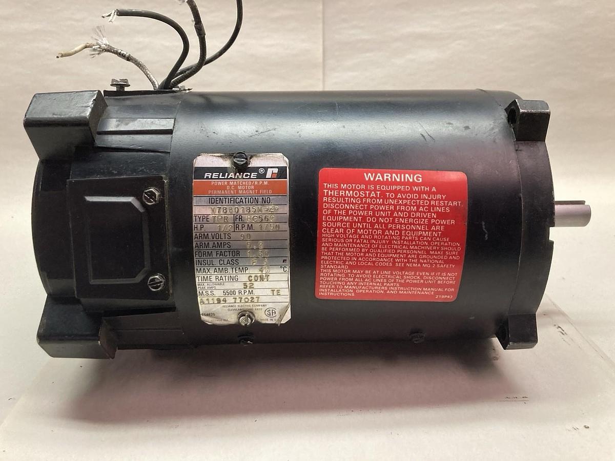 Used Reliance,V78B0185M-ZP,D.C. Motor Type TPR 90V 1750RPM 1/2HP