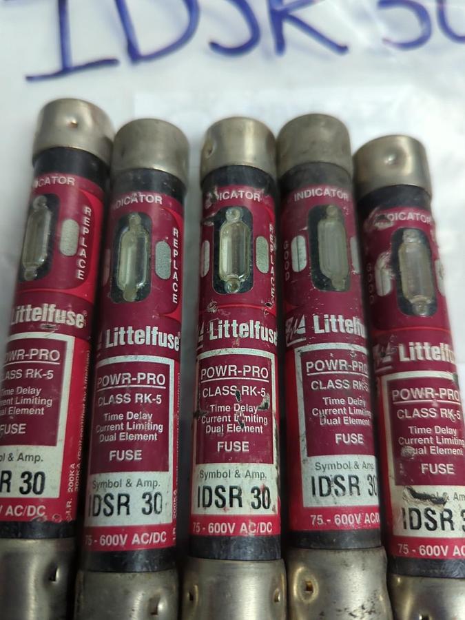 Used LITTELFUSE,IDSR-30,INDICATOR 30 AMP FUSE LOT OF 5 PRE-OWNED