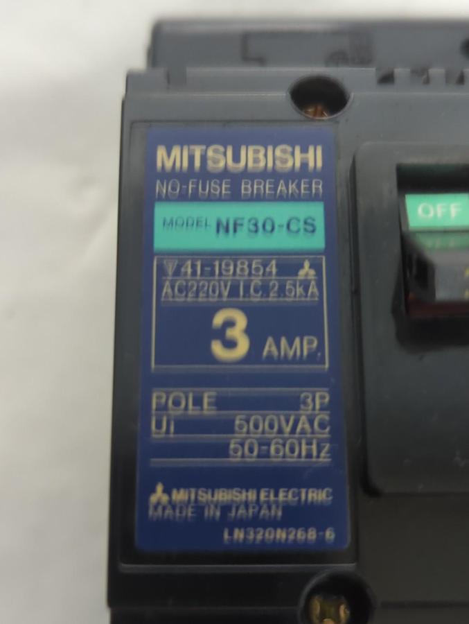 MITSUBISHI,NF30-CS,CIRCUIT BREAKER 3 AMP 3-POLE NOS