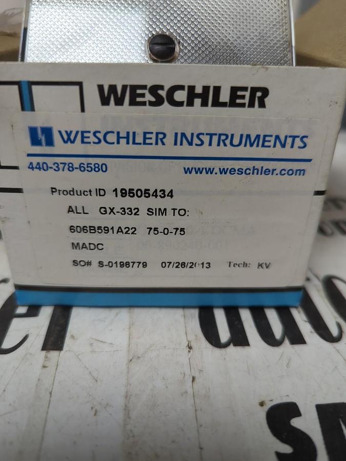 WESCHLER,19505434 ALL GX-332 606B591A22 75-0-75MADC,PANEL METER NOS