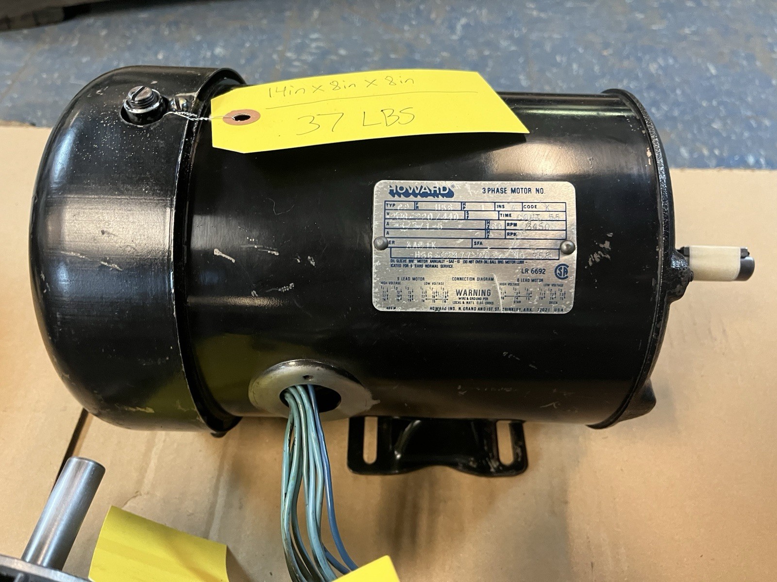 HOWARD,CP,MOTOR 1HP 208-220/440V 3450RPM 3PH H56