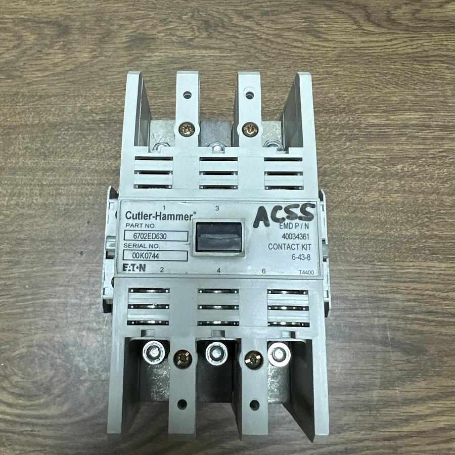 Used Cutler Hammer,6702ED630,3 Pole Special Purpose Contactor