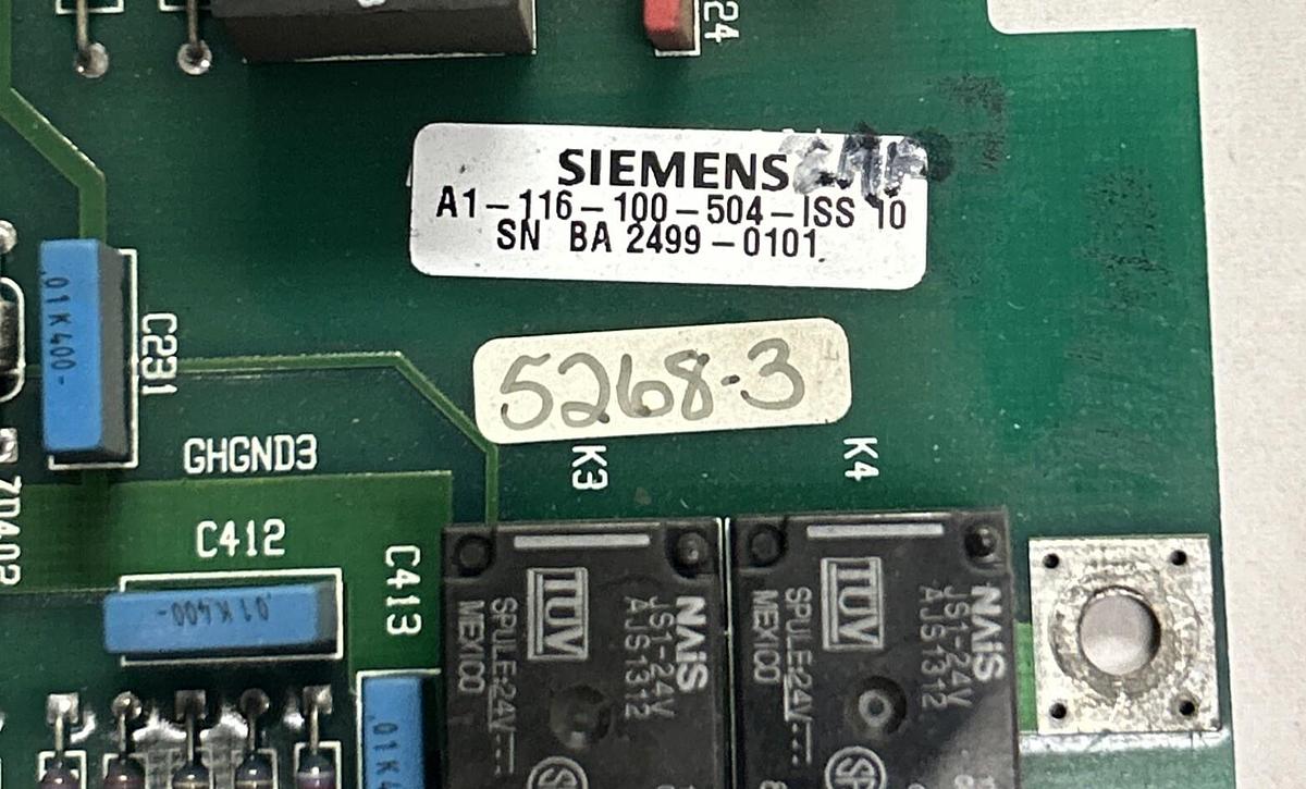 Used SIEMENS,A1-116-100-504-ISS,PC POWER INTERFACE BOARD