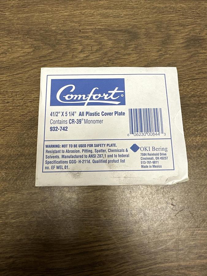Comfort,CR-39,Clear Plastic Cover Plate BOX of 50