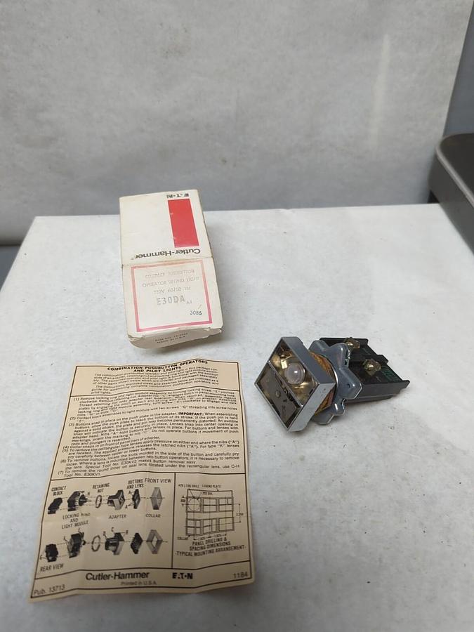 EATON CUTLER-HAMMER,E30DA,COMPACT PUSHBUTTON WITH INDICATOR LIGHT 120V 50/60HZ