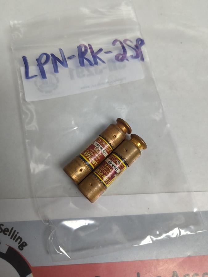 Used COOPER BUSSMANN,LPN-RK-2SP,LOW-PEAK 2 AMP FUSE LOT OF 2 PRE-OWNED