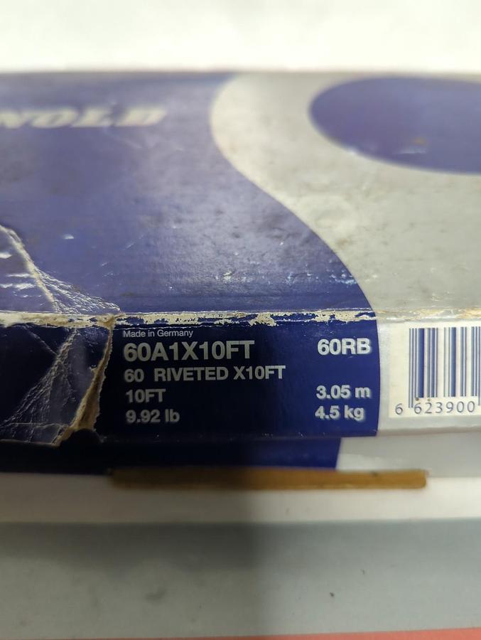 RENOLD,60A1X10FT,60RB RIVETED ROLLER CHAIN 10 FOOT NOS