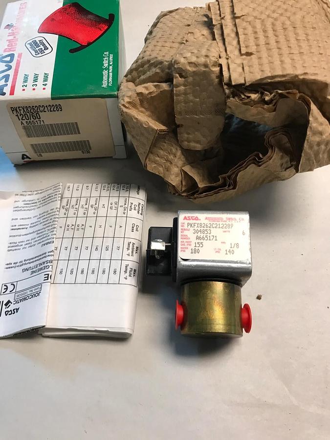 Used ASCO,PKFX8262C212289,Solenoid Valve 120V 1/8 INCH