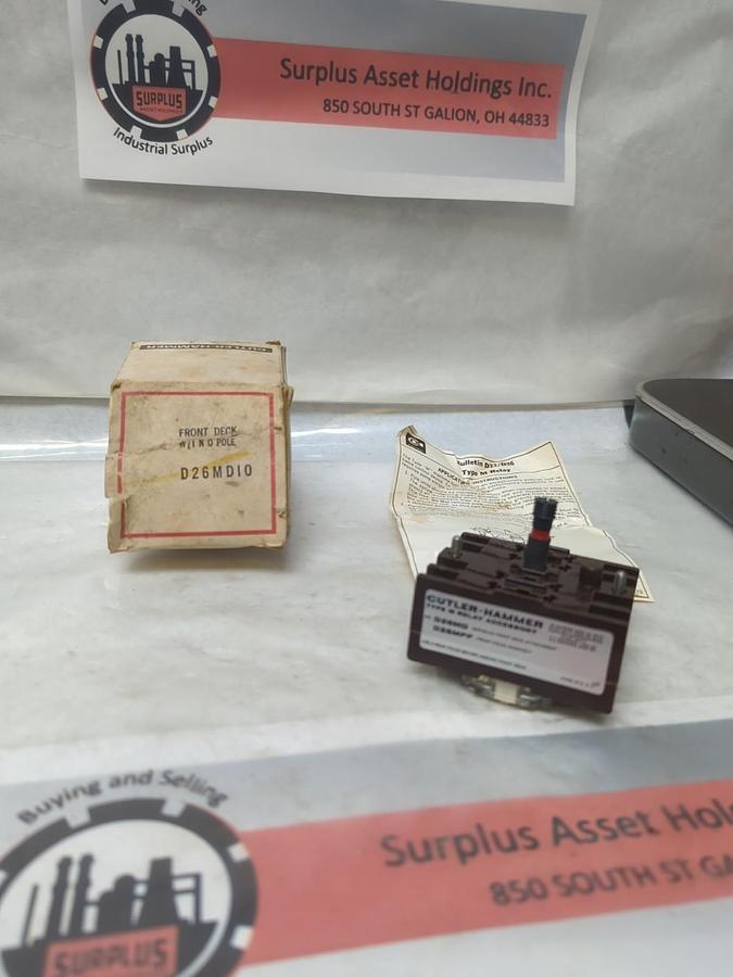 CUTLER HAMMER,D26MD10,FRONT DECK TYPE M RELAY ACCESSORY NOS