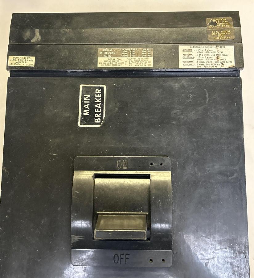 Used SQUARE D,MA36800,I-LINE CIRCUIT BREAKER 800A 600V 3P