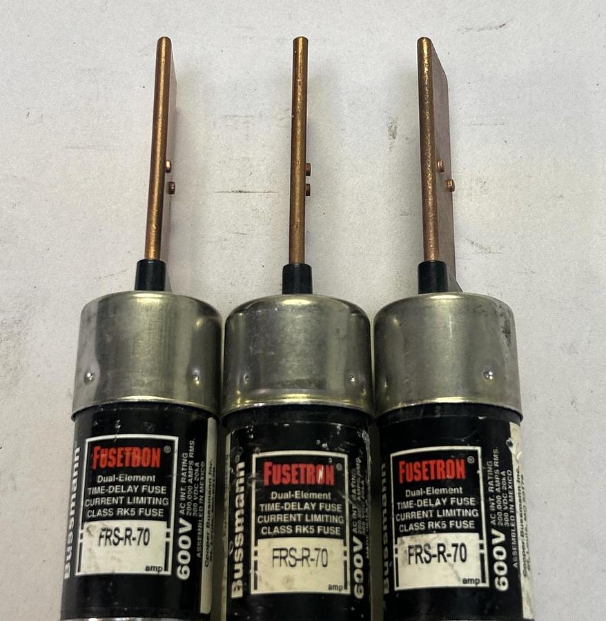 Used COOPER BUSSMANN,FRS-R-70,FUSETRON FUSE 70A 600V LOT OF 3