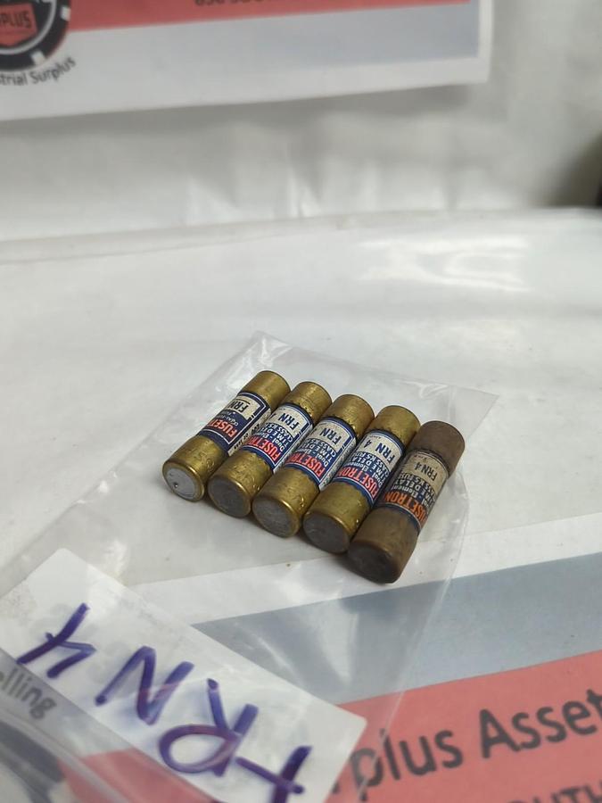 Used COOPER BUSSMANN,FRN-4,FUSETRON 4 AMP FUSE LOT OF 5 PRE-OWNED