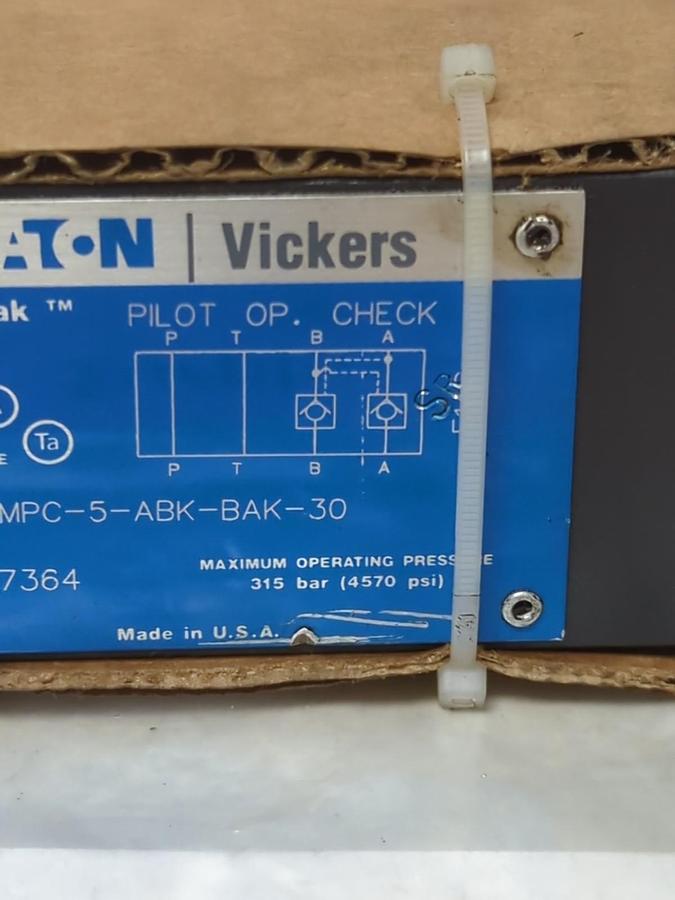 Used EATON VICKERS,DGMPC-5-ABK-BAK-30,HYDRAULIC CHECK VALVE VALVE 4570 PSI 315 BAR