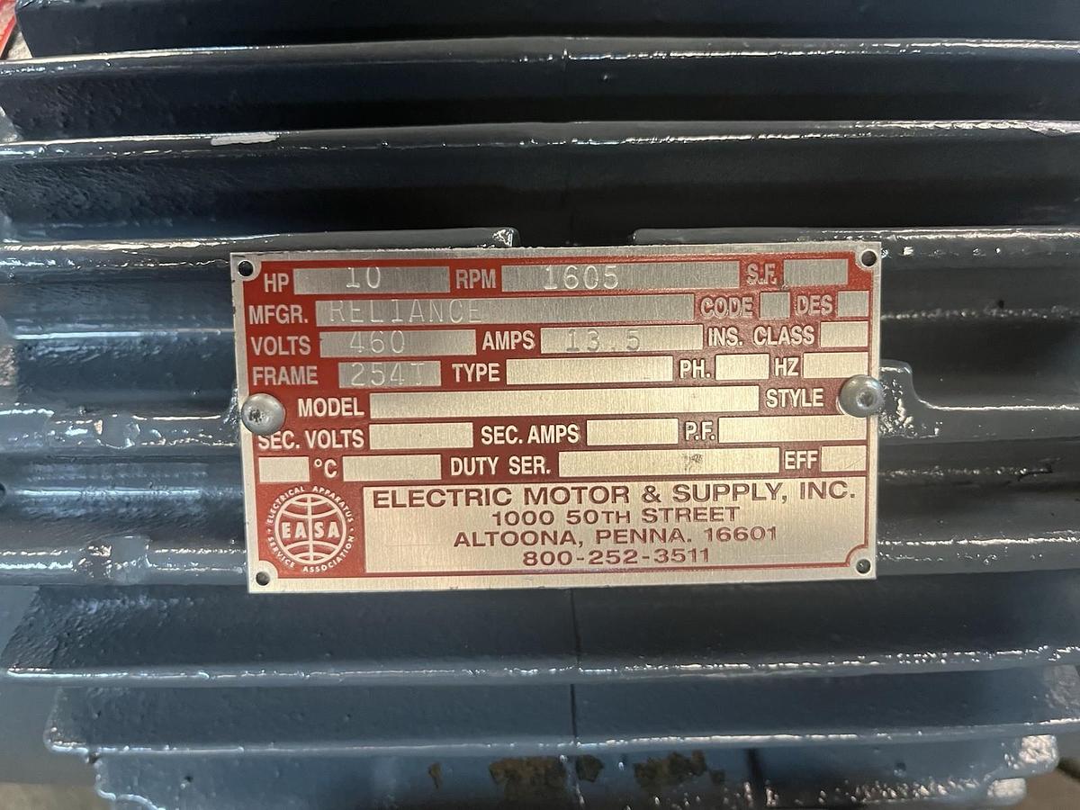 Used RELIANCE,254T,DUAL SHAFT MOTOR 10HP 1605RPM 3PH