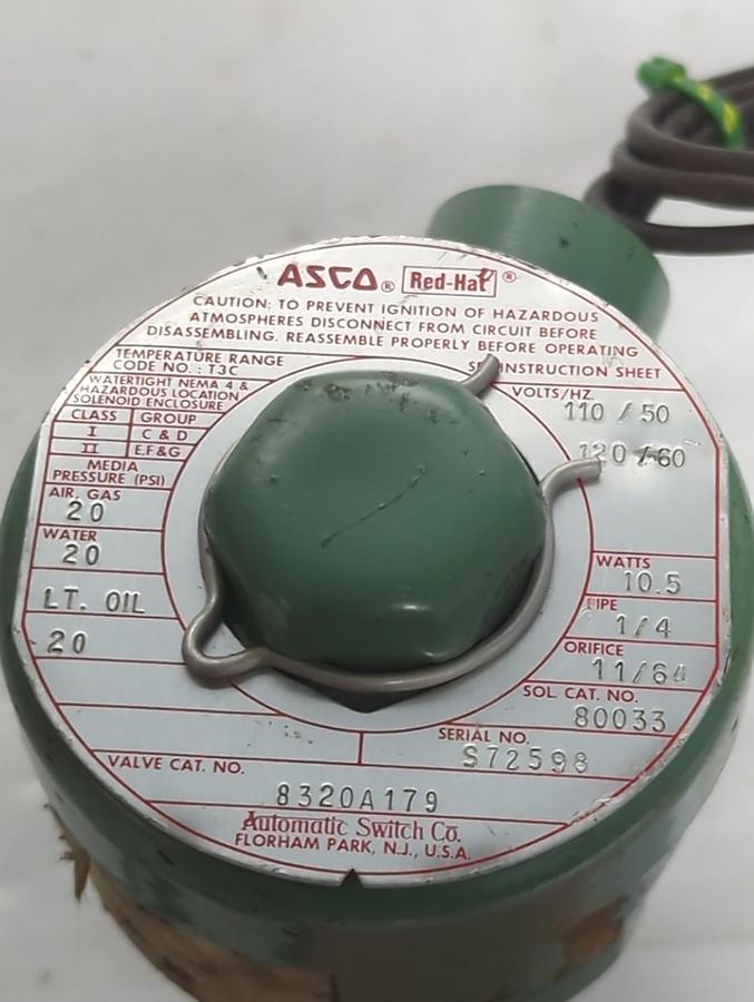 Used ASCO,8320A179,SOLENOID 1/4 INCH 10.5 WATTS PRE-OWNED
