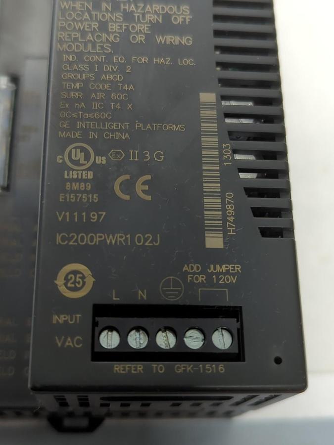 Used GE,IC200PWR102J,VERSAMAX MODULE W/ GBI001 GENIUS INTERFACE MODULE PRE-OWNED
