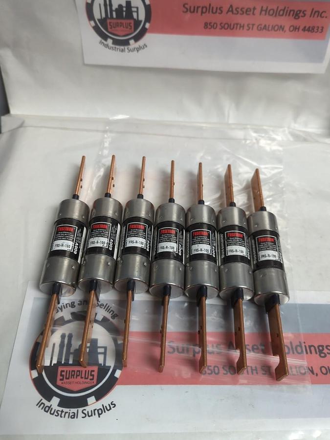 COOPER BUSSMANN,FRS-R-100,FUSETRON 100 AMP FUSE LOT OF 7 NOS
