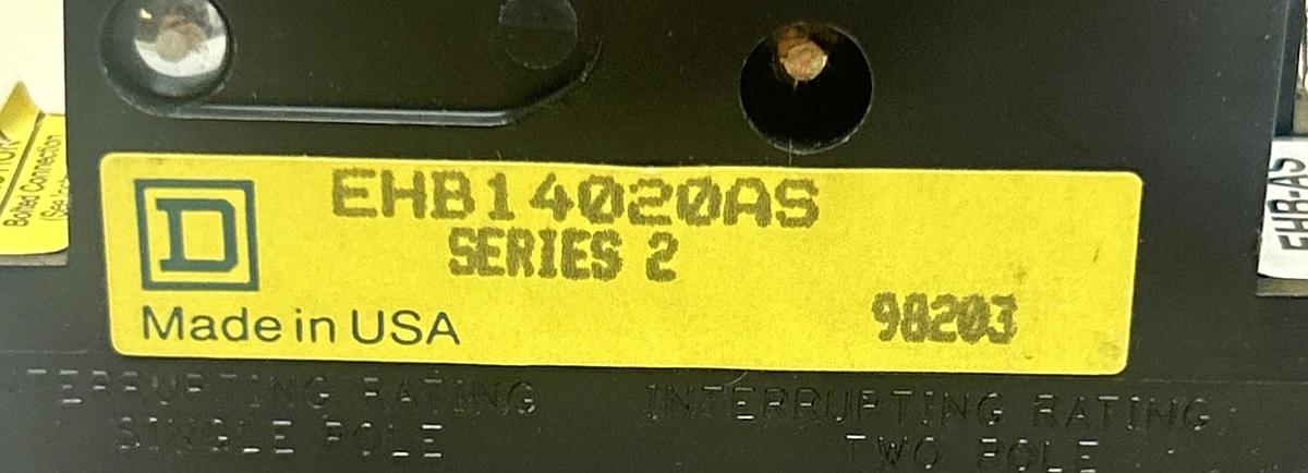 Used SQUARE D,EHB14020AS,REMOTE CONTROLLED CIRCUIT BREAKER 20A 277V 1P LOT OF 2