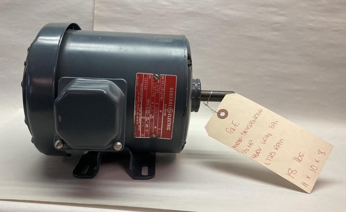 Used General Electric,5K42FG2566,3-Phase A-C Motor 1/3Hp 230/460V 1725RPM 56 Frame
