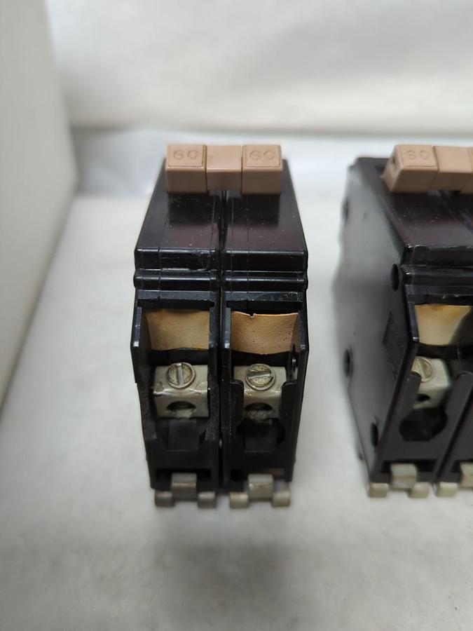 Used CUTLER-HAMMER,CH260,CIRCUIT BREAKER 60 AMP 2-POLE LOT OF 3 PRE-OWNED