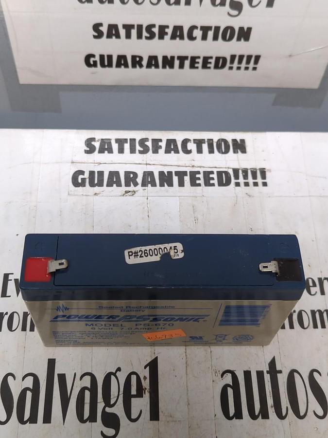POWER-SONIC,MODEL PS-670,RECHARGABLE BATTERY 6V/7 AMP NOS